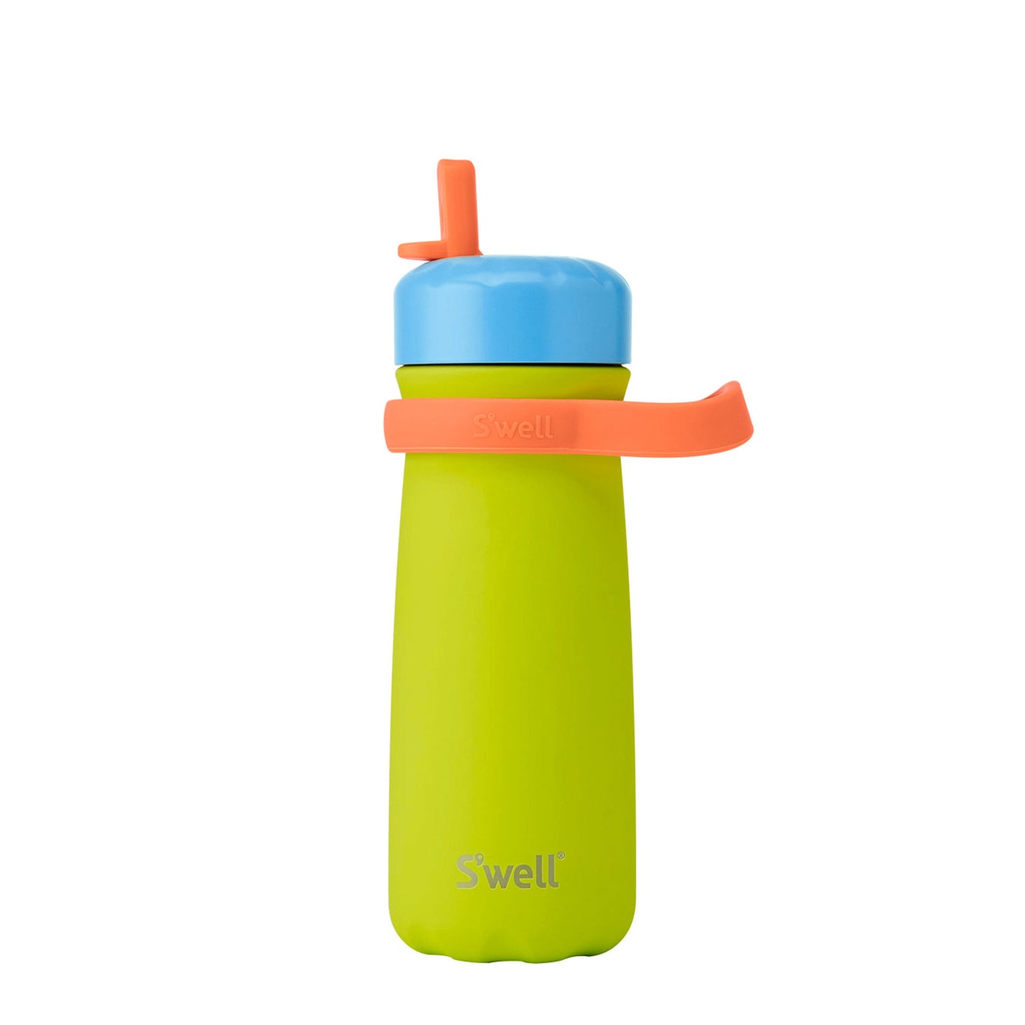traveler-with-flip-straw-lid-16oz-g9 Swell-Kids-Water-Bottle-Traveler-16oz-Lime-Sherbet-Front-Lid-Up.jpg